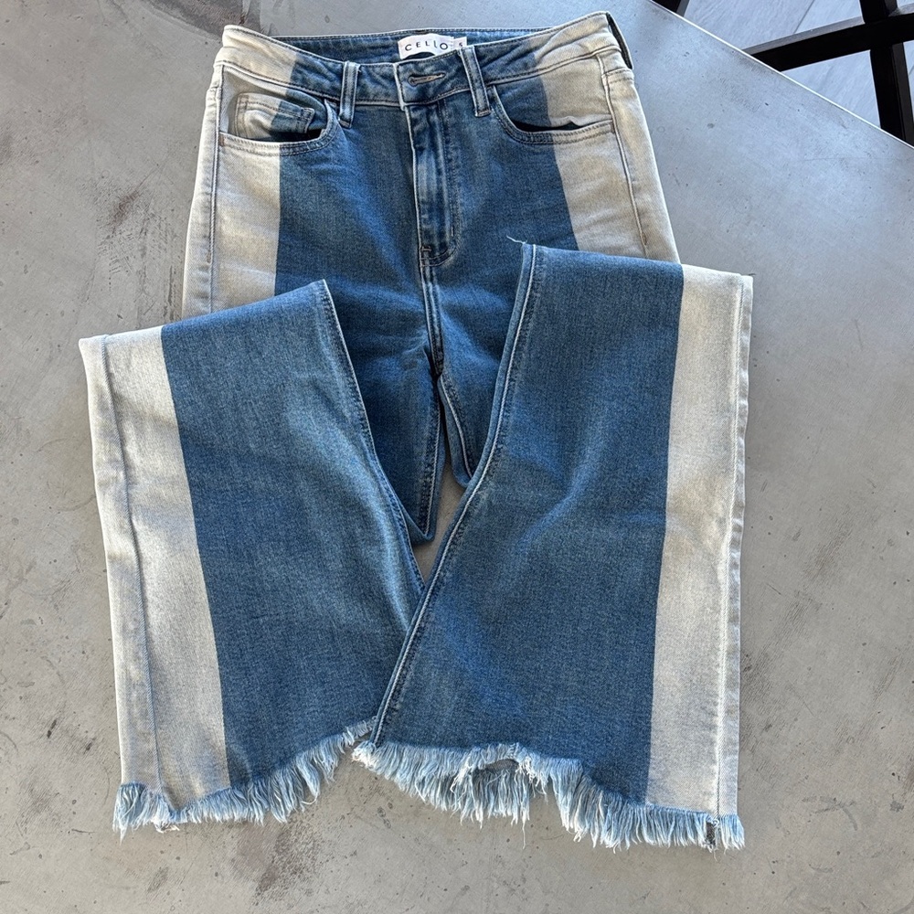 Cello Denim and Cream Wide Leg Jeans